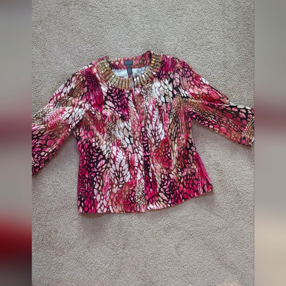 Chicos Glitter Neck Blazer